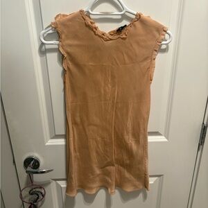 Sleeveless Ruffle Trim Top in Peach